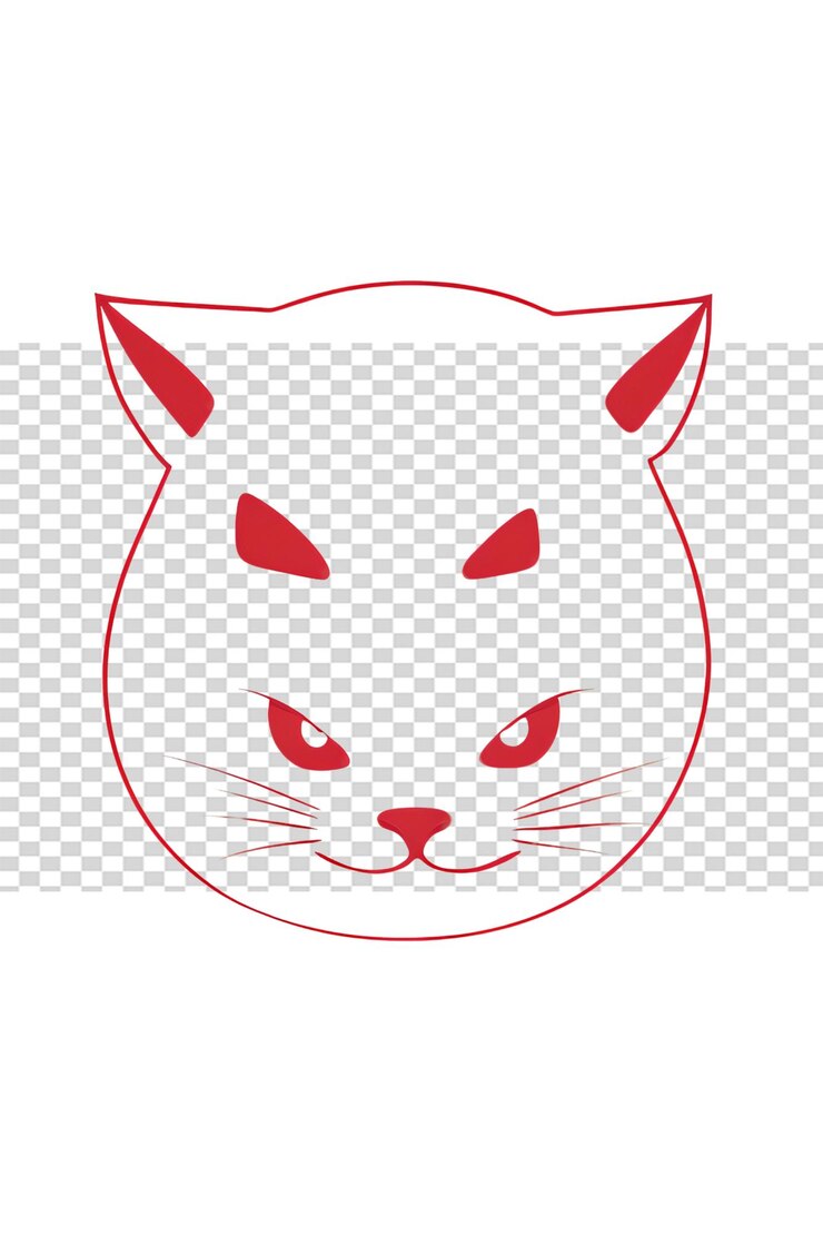 PSD ícone de rosto de gato em ilustração de fundo transparente em estilo plano