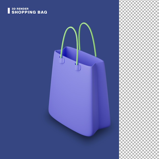 Ícone de sacola de compras com renderização 3D