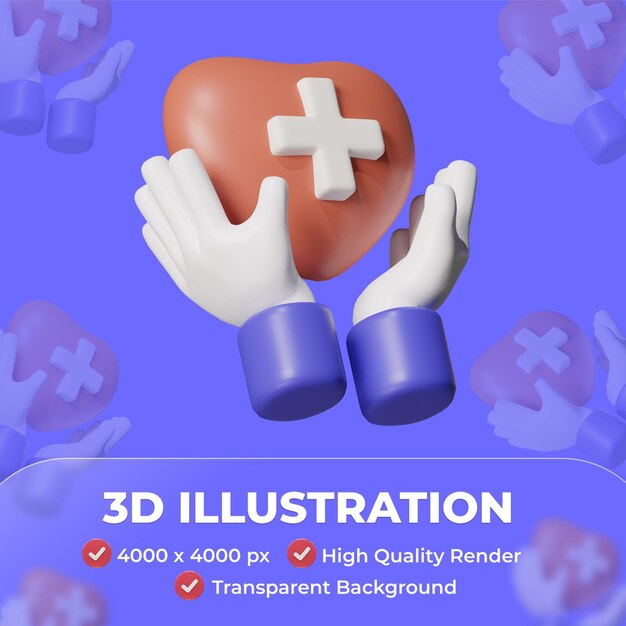 Ícone de saúde de renderização 3d