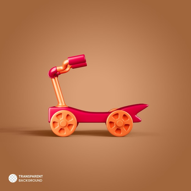 PSD Ícone de scooter de criança isolado renderização 3d ilustração