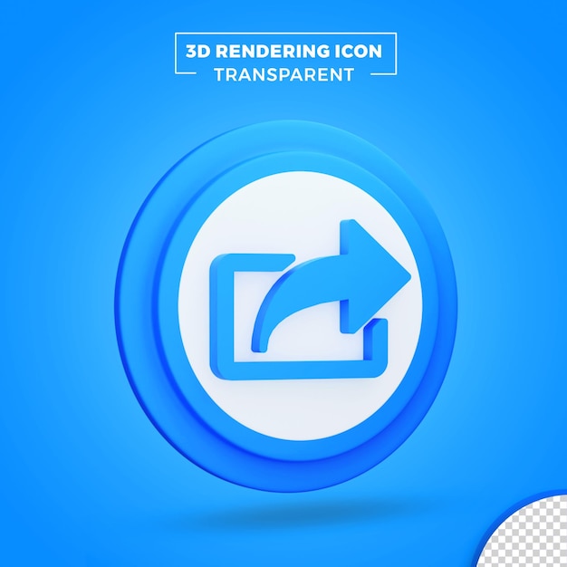 PSD Ícone de seta 3d ou mídia social 3d ícone de seta renderizando design transparente