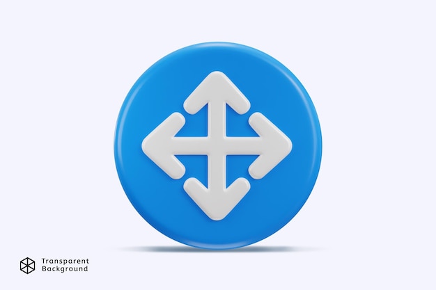 Ícone de seta de movimento 3d com ícone de botão arredondado ilustração vetorial