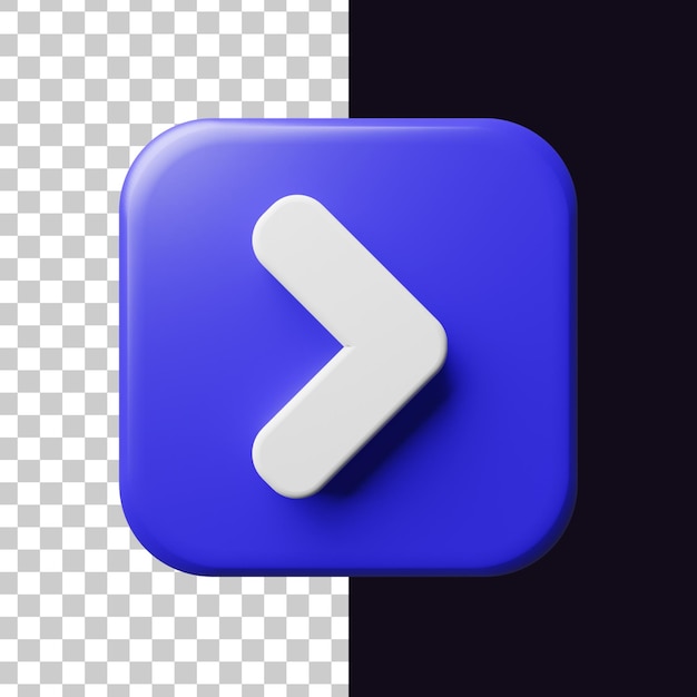 Ícone de seta para a direita na renderização em 3d