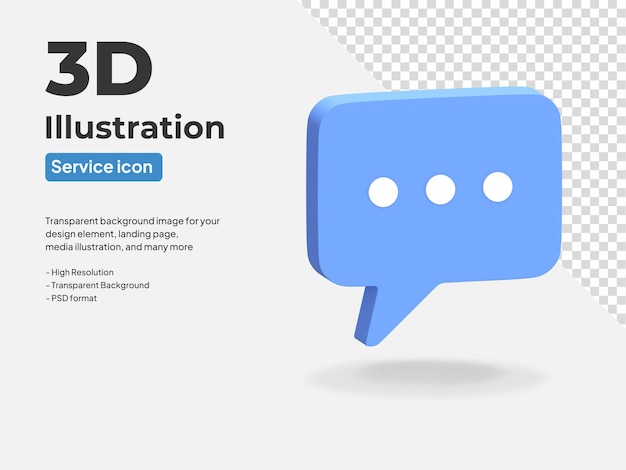 Ícone de símbolo de bate-papo da bolha isolado ilustração 3d renderizada