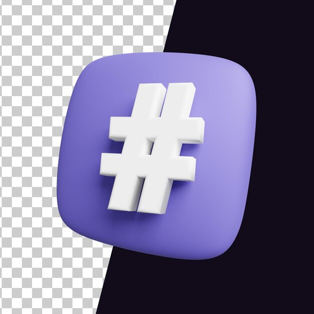 PSD Ícone de símbolo de hashtag renderização 3d