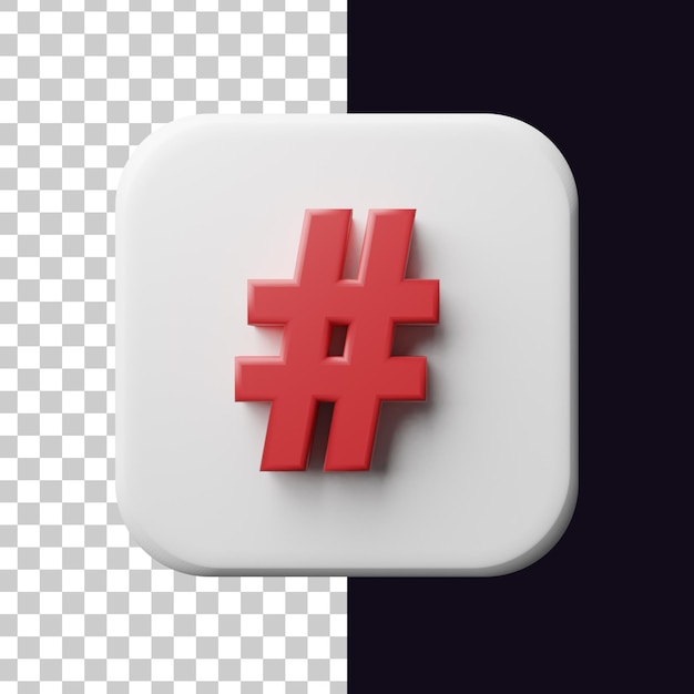 PSD Ícone de símbolo de hashtag renderização 3d