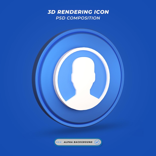 Ícone de símbolo de pessoa do usuário em renderização 3d