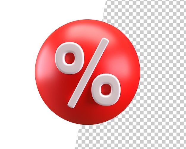 PSD Ícone de sinal de porcentagem círculo vermelho