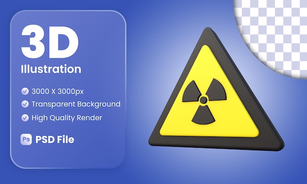 Ícone de sinal de radiação 3d estilizado