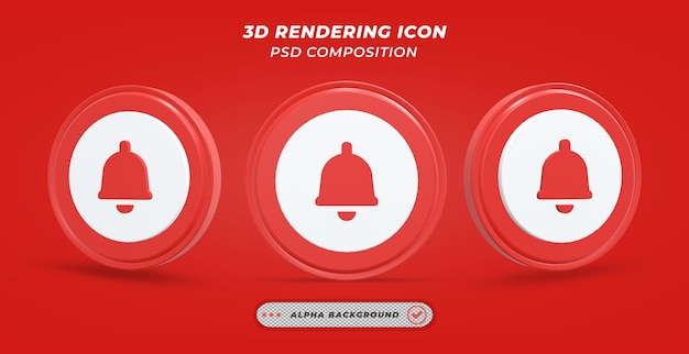 Ícone de sino em renderização 3d