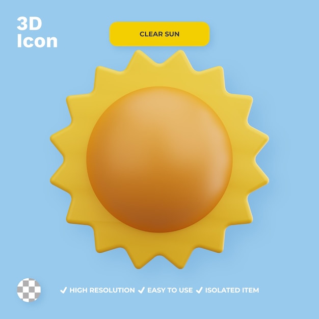 ÍCONE DE SOL 3D CLARA