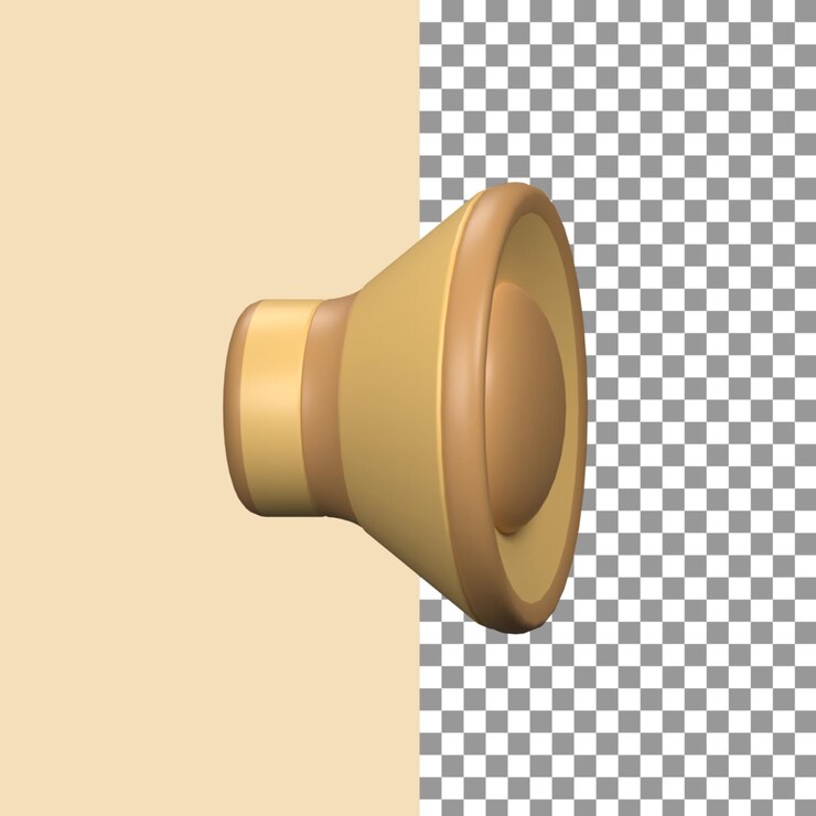 PSD ícone de som com vista lateral em renderização 3d para apresentação na web de design gráfico ou outro