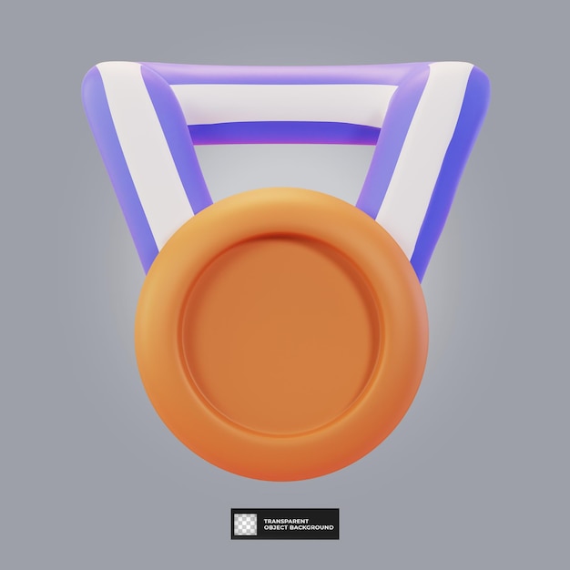 Ícone de taça de medalha de bronze isolado ilustração de renderização 3d