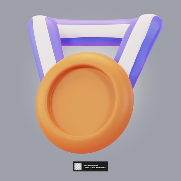 PSD Ícone de taça de medalha de bronze isolado ilustração de renderização 3d