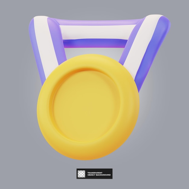 Ícone de taça de medalha de ouro isolado ilustração de renderização 3d