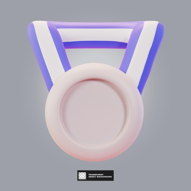 Ícone de taça de medalha de prata isolado ilustração de renderização 3d