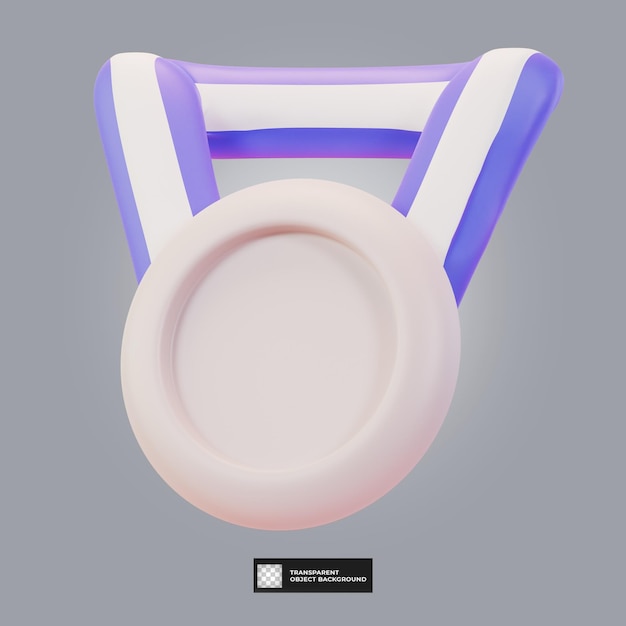 Ícone de taça de medalha de prata isolado ilustração de renderização 3d