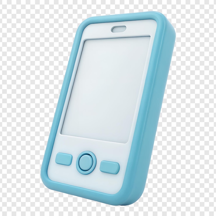 PSD ícone de telefone em estilo de desenho animado 3d em quadrado azul claro e amarelo