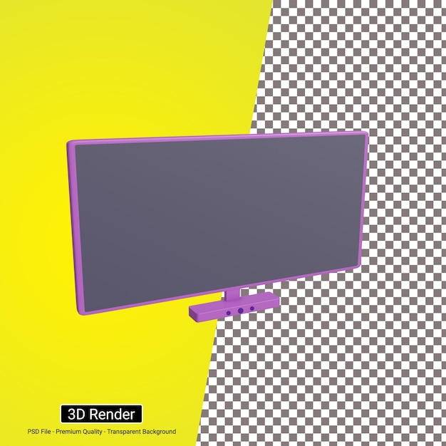 PSD Ícone de televisão 3d em fundo transparente, perfeito para design de modelo, interface do usuário ou ux e muito mais.