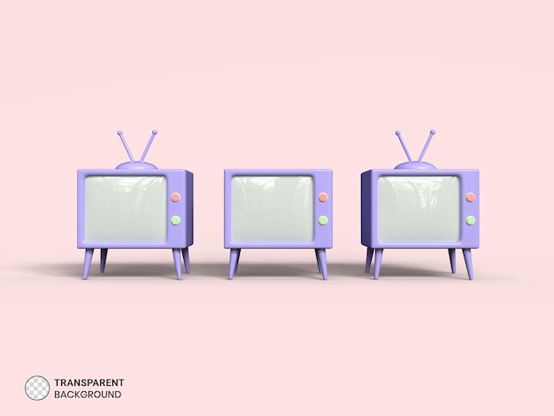 Ícone de televisão retrô isolado renderização 3d ilustração