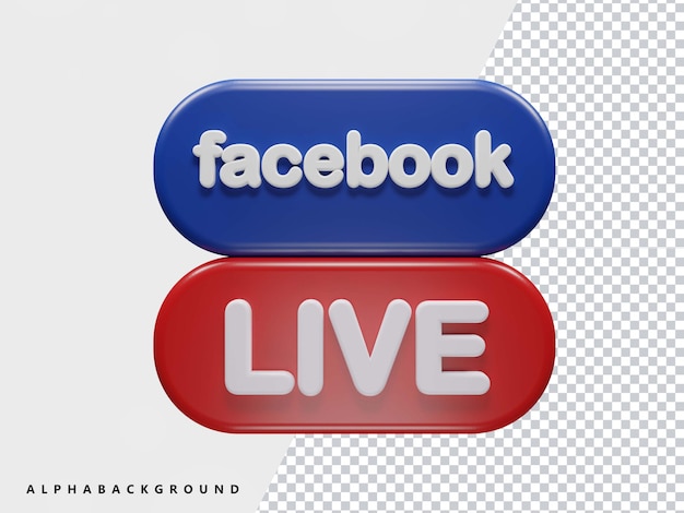 Ícone de texto ao vivo do facebook 3d