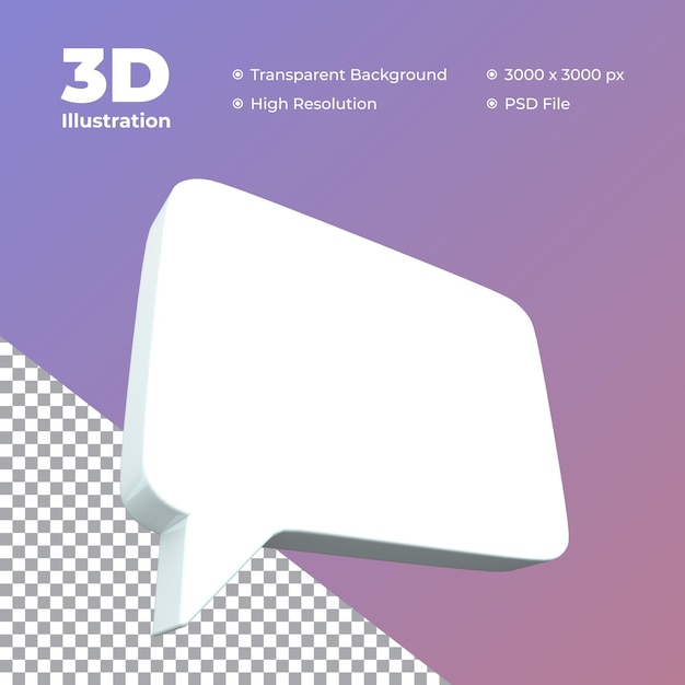 PSD Ícone de texto de bate-papo 3d