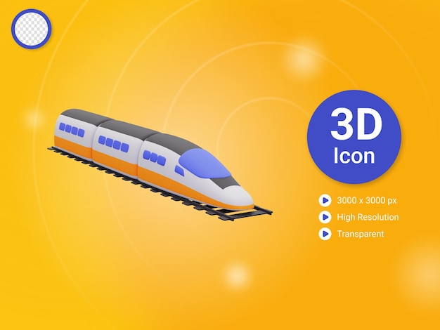 PSD Ícone de transporte de trem 3d