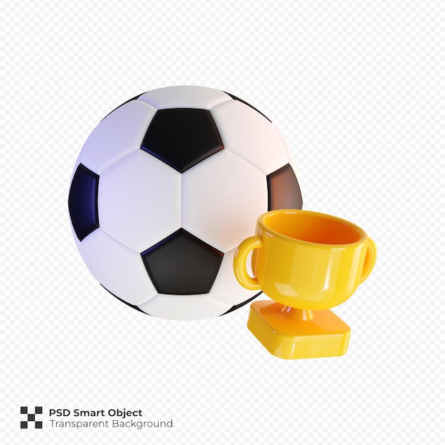 Ícone de troféu de futebol 3d render ilustração isolada premium psd