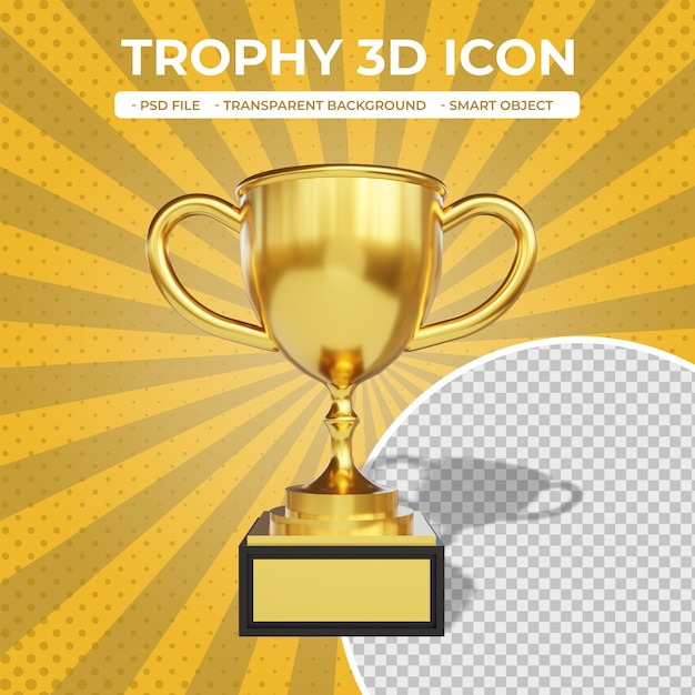 Ícone de troféu de renderização 3d