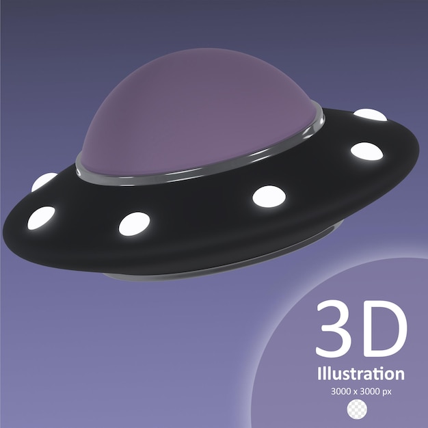 Ícone de ufo do psd isolado ilustração de renderização em 3d