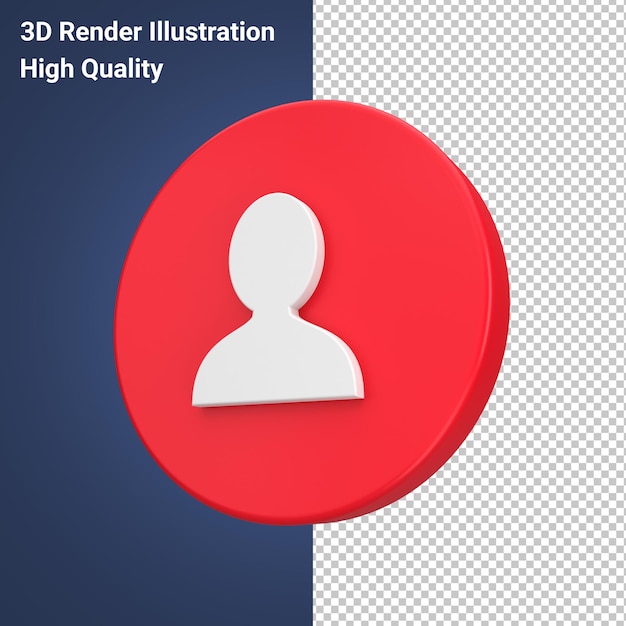 ícone de usuário 3D no botão vermelho