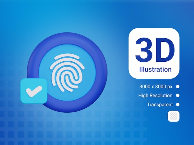 PSD Ícone de verificação de impressão digital 3d