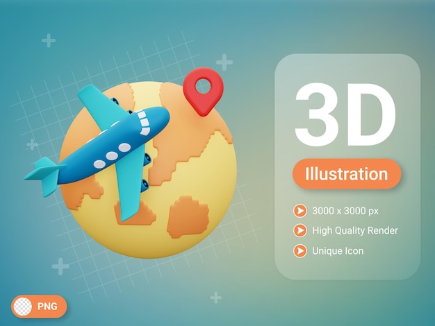 ícone de viagem ao mundo 3D