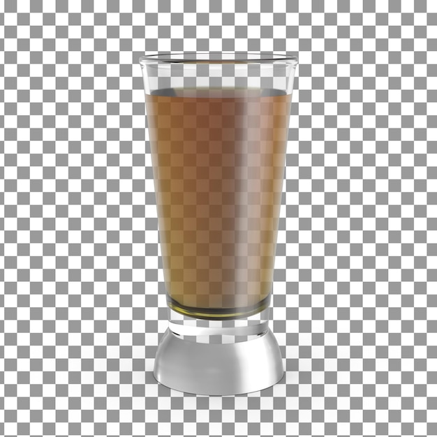 Ícone de vidro de bebidas 3D em fundo isolado e transparente