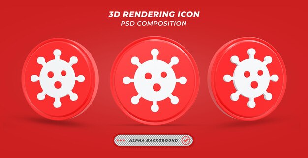 PSD Ícone de vírus em renderização 3d