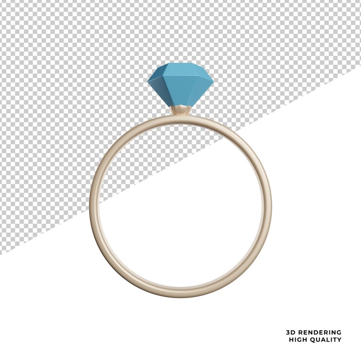 PSD ícone de vista frontal do anel de joias de casamento ilustração de renderização 3d com fundo transparente