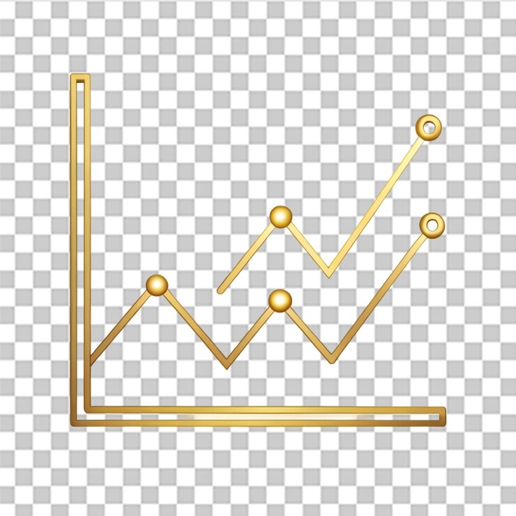 PSD ícone de visualização de dados de negócios de gráfico de linha dourada isolado em fundo transparente
