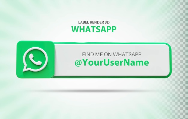 Ícone de WhatsApp de mídia social com renderização 3D de rótulo