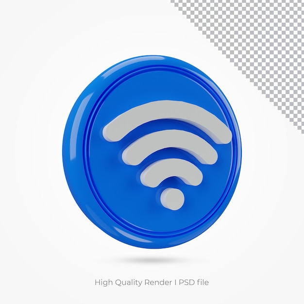 PSD Ícone de wi-fi para composição de renderização em 3d azul