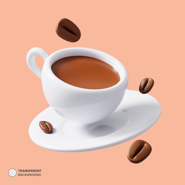 PSD Ícone de xícara de café isolado ilustração de renderização 3d