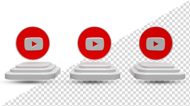 Ícone de youtube 3d em cima do pódio