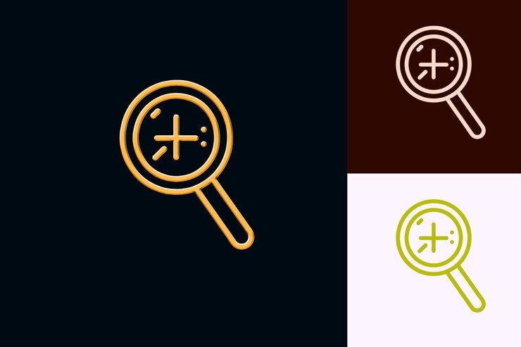 PSD ícone de zoom com um contorno de lupa e um desenho de ícone minimalista mais e menos abstrato