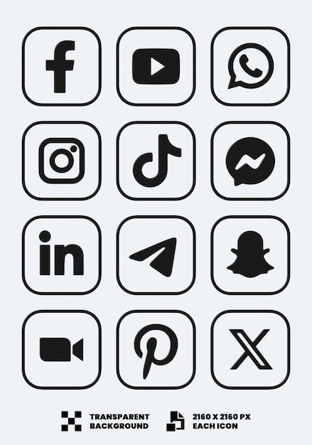 Icone dei social media 3D