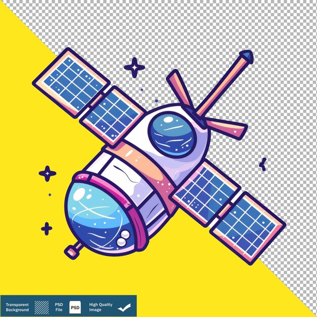 PSD icône de dessin animé satellite vectoriel à fond transparent png psd