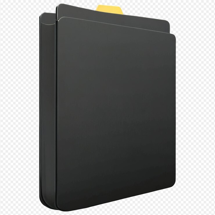 PSD icone di cartella design minimalista colori neri e gialli simboli di organizzazione dei file