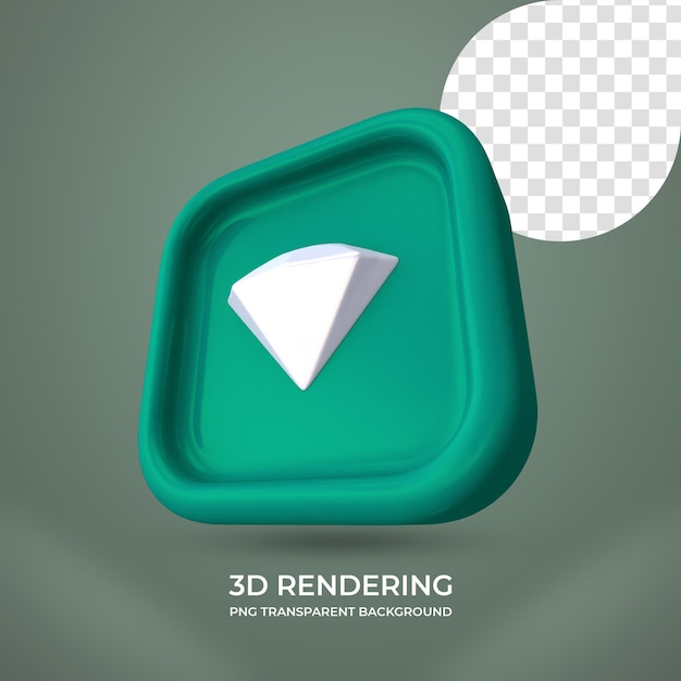 Icône diamant rendu 3d fond transparent isolé