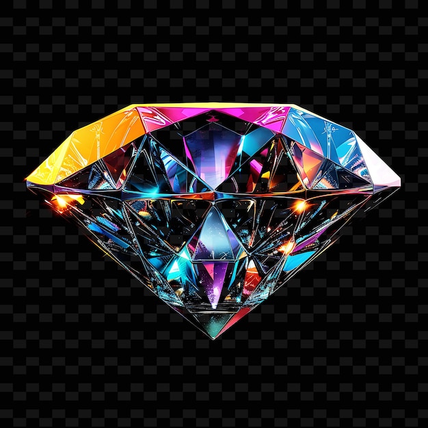 Icône De Diamant En Verre Lumineux Holographique Transparent Avec Contour Geom Y2k Forme Décorative Tendance