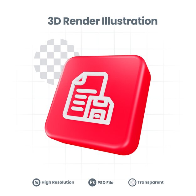 Icône de disquette de fichier réaliste 3D pour la promotion des médias sociaux de l'application mobile Web