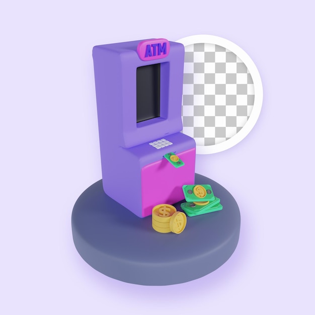 Icône De Distributeur Automatique De Billets Illustration 3d