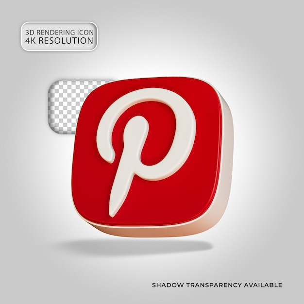 Ícone do aplicativo Pinterest isolado ilustração de renderização 3d